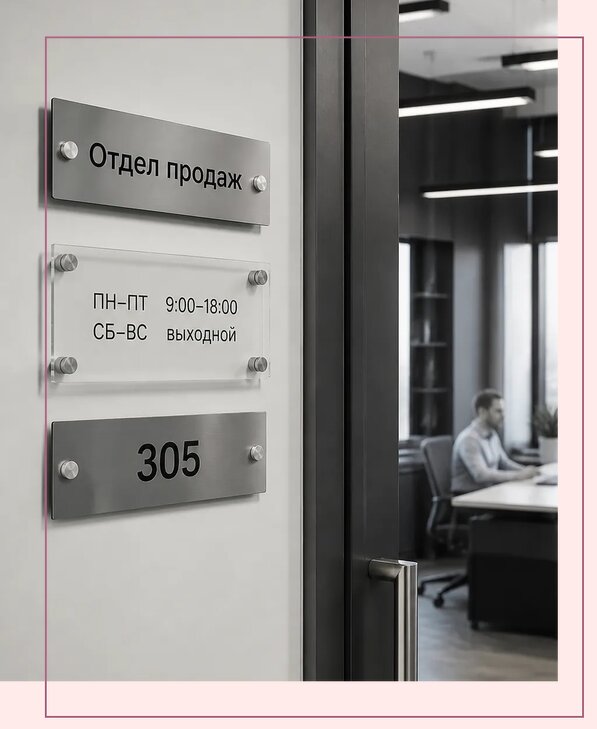 Офисные таблички на дверь в Альметьевске по цене от 5086 р. | Аванза-Льм